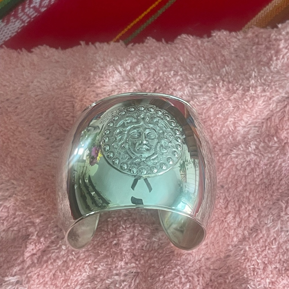 Silver Cuff Bracelet with Medusa Design